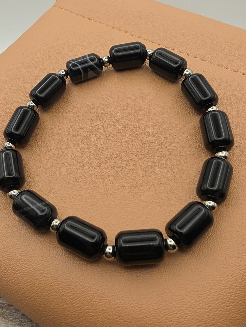 Black Beaded Stretch Bracelet - Elegant Women’s Jewelry
